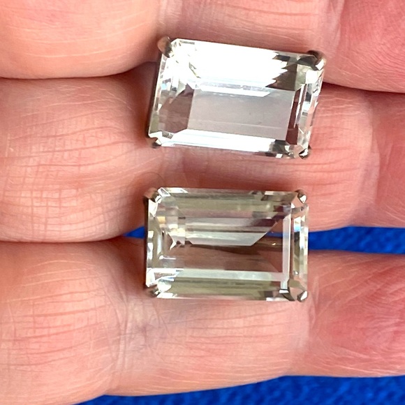 Antique Art Deco sterling silver Quartz Rock Crystal screw back Japan earrings - Picture 3 of 6